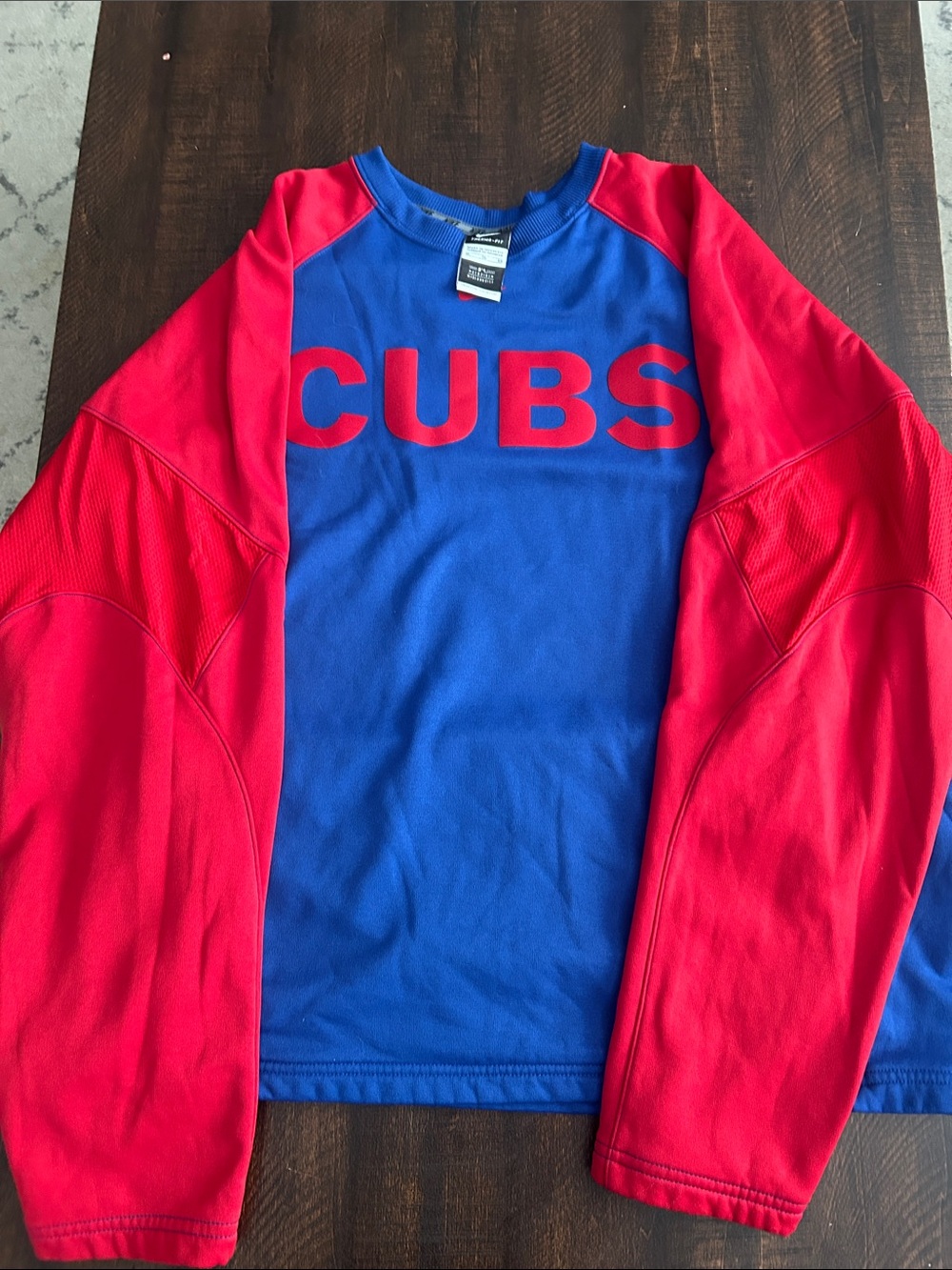 Nike MLB Cubs Blue and Red Crewneck Sweater